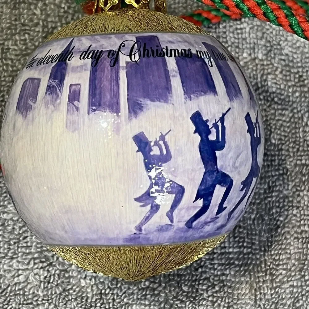 Vintage 12 Days of Christmas 11 Pipers Piping Unbreakable Wrapped Ornament Rauch